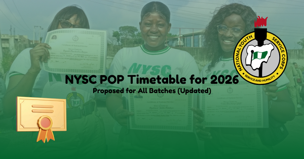 NYSC POP Timetable for 2026: Proposed for All Batches (Updated)